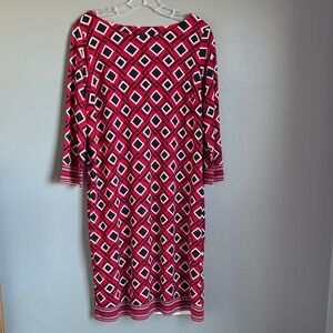 Talbots Red and Black Geometric Dress * sz 1x petite *